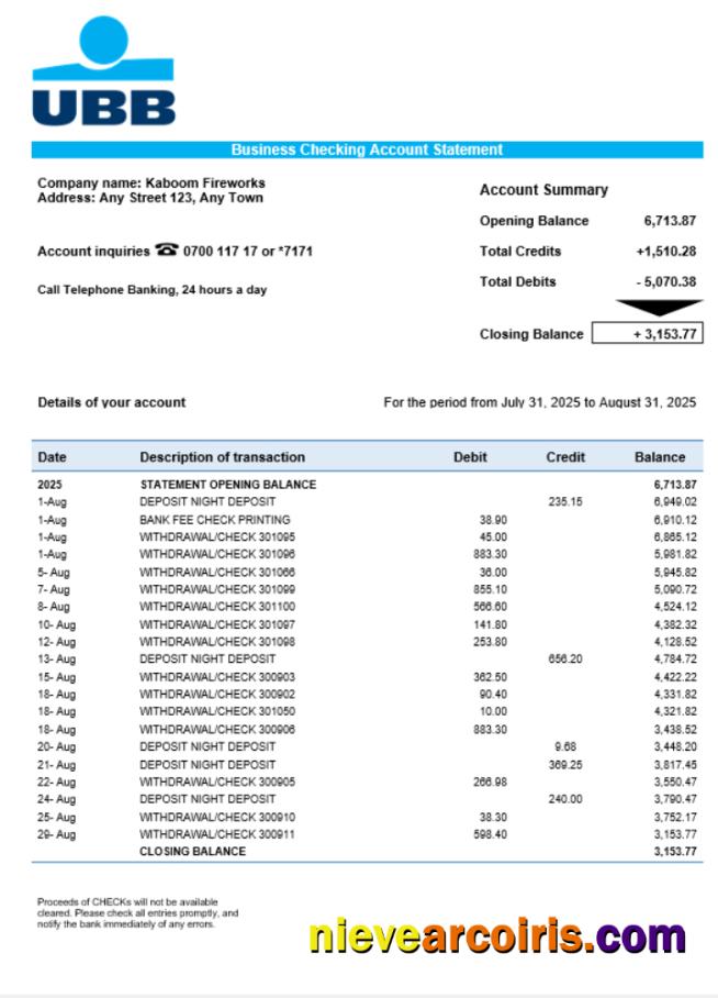 UBB business firm statement